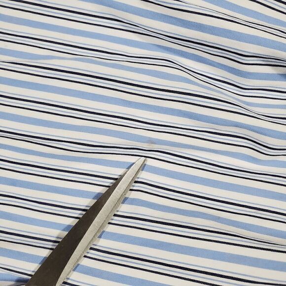 Ralph Lauren Shirt Mens 17.5 White Blue Striped Dress Classic Fit Button Down - Picture 2 of 10